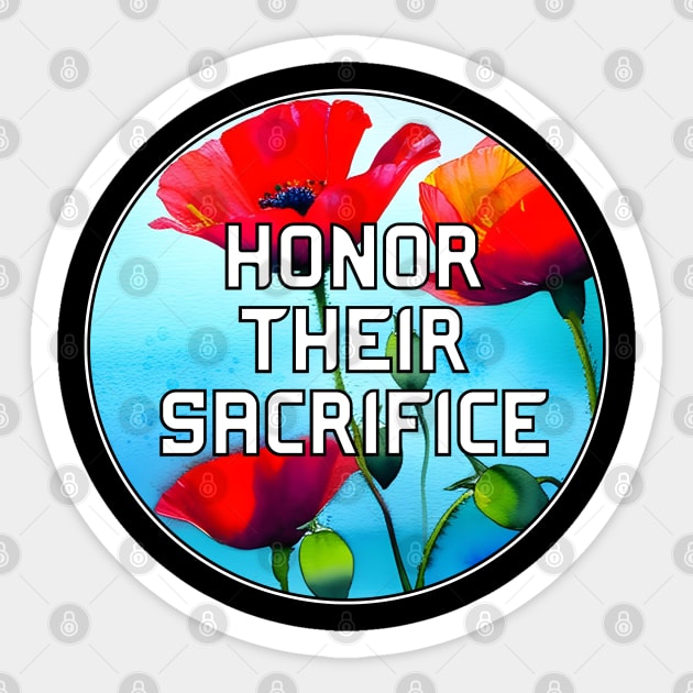 Honor Their Sacrifice Memorial with Red Poppy Flowers Pocket Version (MD23Mrl006d) Sticker by Maikell Designs